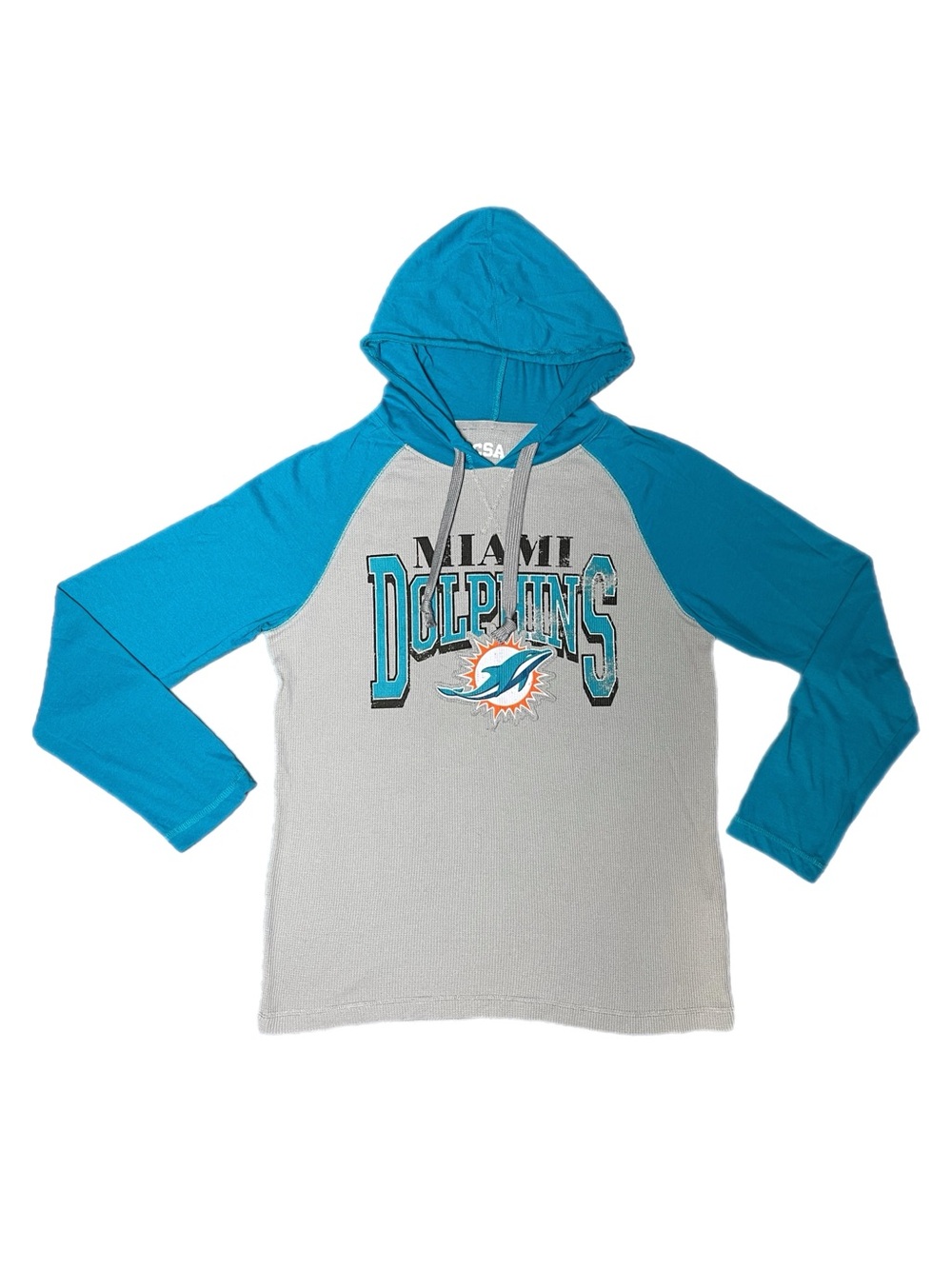 LIKE NEW! Mens NFL Miami Dolphins Embroidered Waffle Light-Weight Hoodie